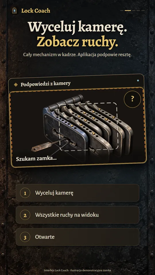 Wyceluj kamerę. Zobacz ruchy. Cały mechanizm w kadrze. Aplikacja podpowie resztę.