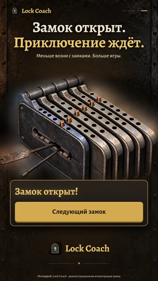 Замок открыт. Приключение ждёт. Меньше возни с замками. Больше игры.