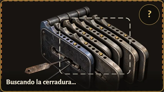 Vista de la cámara en Lock Coach: la cerradura dentro del marco de encuadre mientras la app la busca