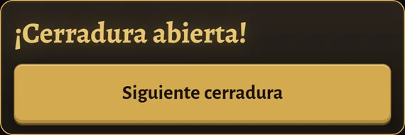 Mensaje de Lock Coach «¡Cerradura abierta!» con el botón «Siguiente cerradura»