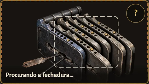 Visor da câmera do Lock Coach: a fechadura dentro da moldura de mira enquanto o app procura por ela