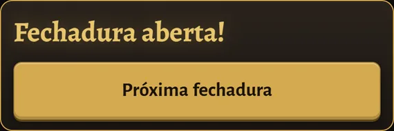 Mensagem “Fechadura aberta!” do Lock Coach com o botão “Próxima fechadura”